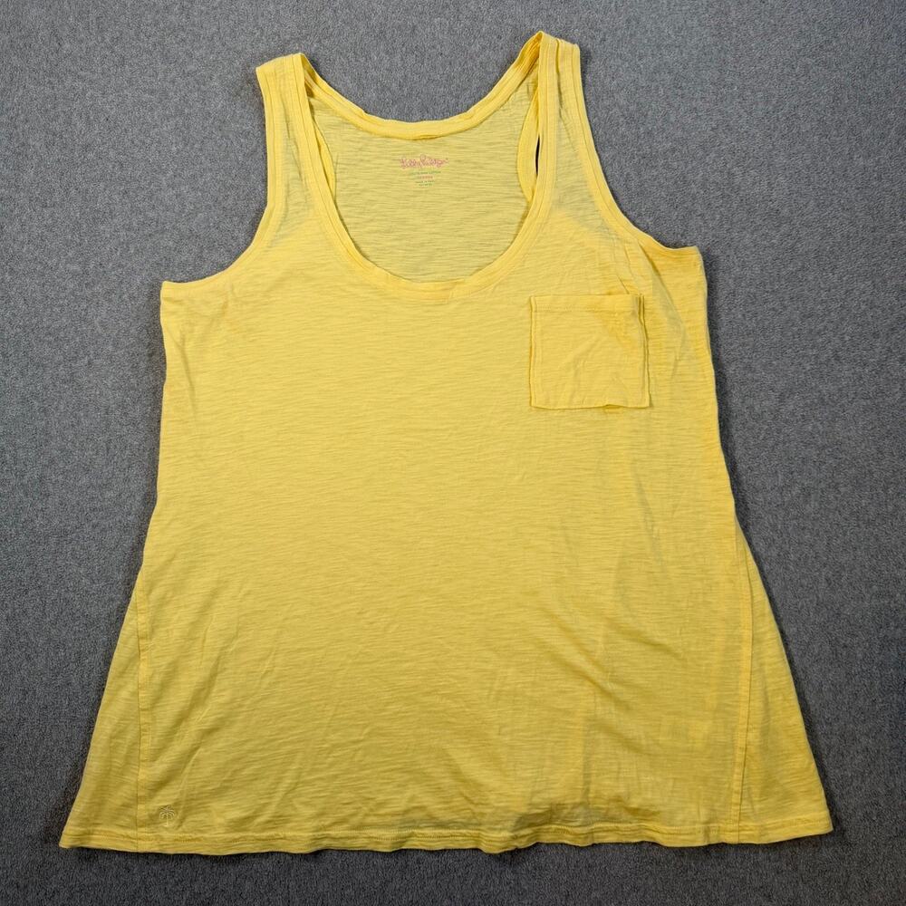 Lilly Pulitzer Women's XL Yellow Pima Cotton Racerback Tank Top w/ Pocket